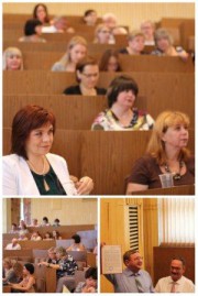 Участники заседания; проректор В,В. Зайцев поздравляет с юбилеем проректора Г.А. Плиева
